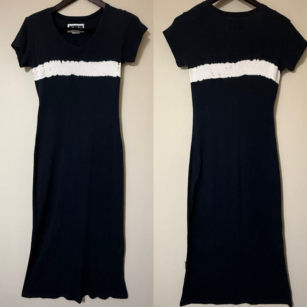 VTG 90s Ribbed T Shirt Dress Bodycon Xhilaration SIZE MEDIUM Skater TieDye Blue